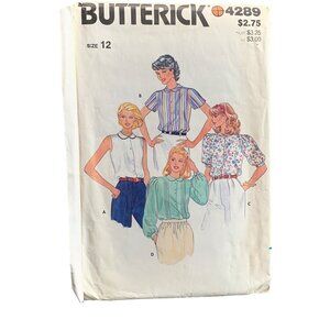 Butterick 4289 Vintage Sewing Pattern Women's Blouses Size 12 - uncut